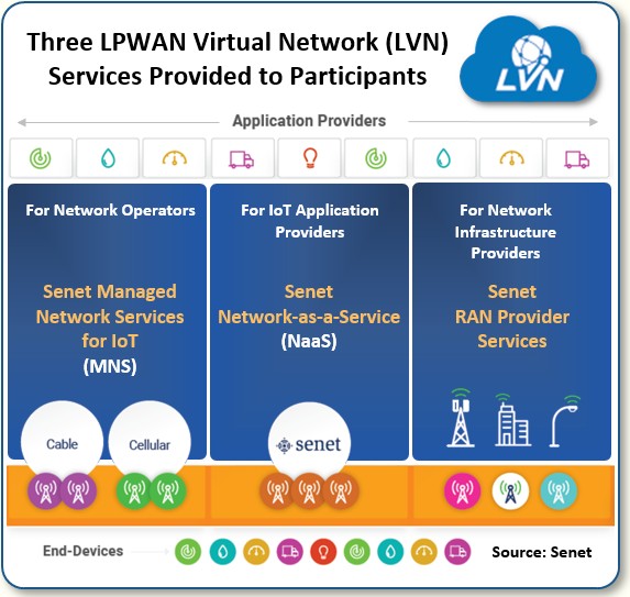 Three lpwan virtual network services provided to participants